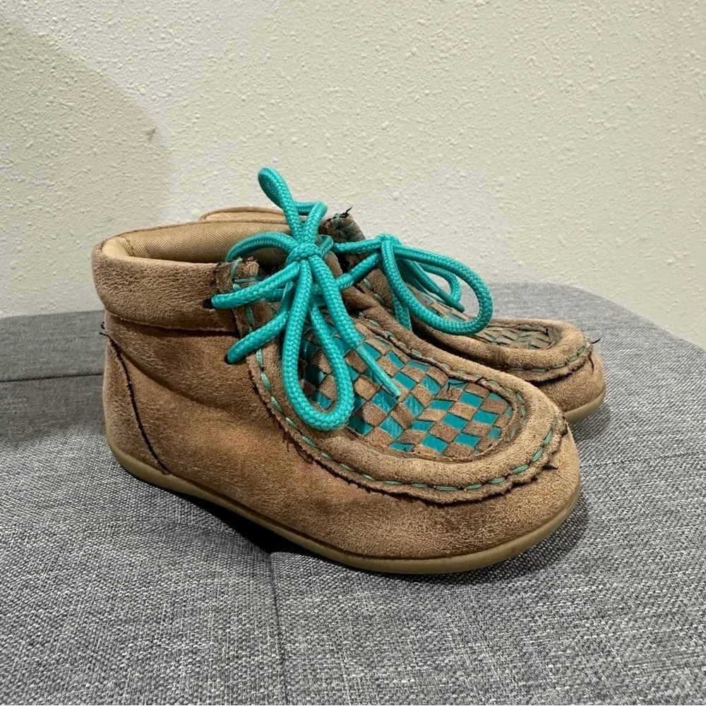 Twister Cassidy Kids Brown and Turquoise Moccasin Boots